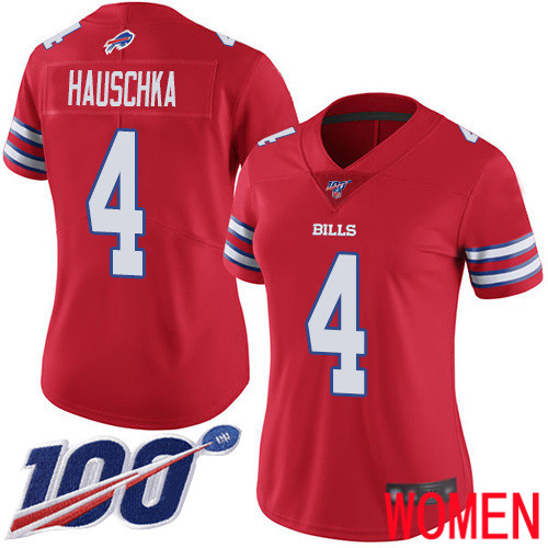 Women Buffalo Bills #4 Stephen Hauschka Limited Red Rush Vapor Untouchable 100th Season NFL Jersey->women nfl jersey->Women Jersey